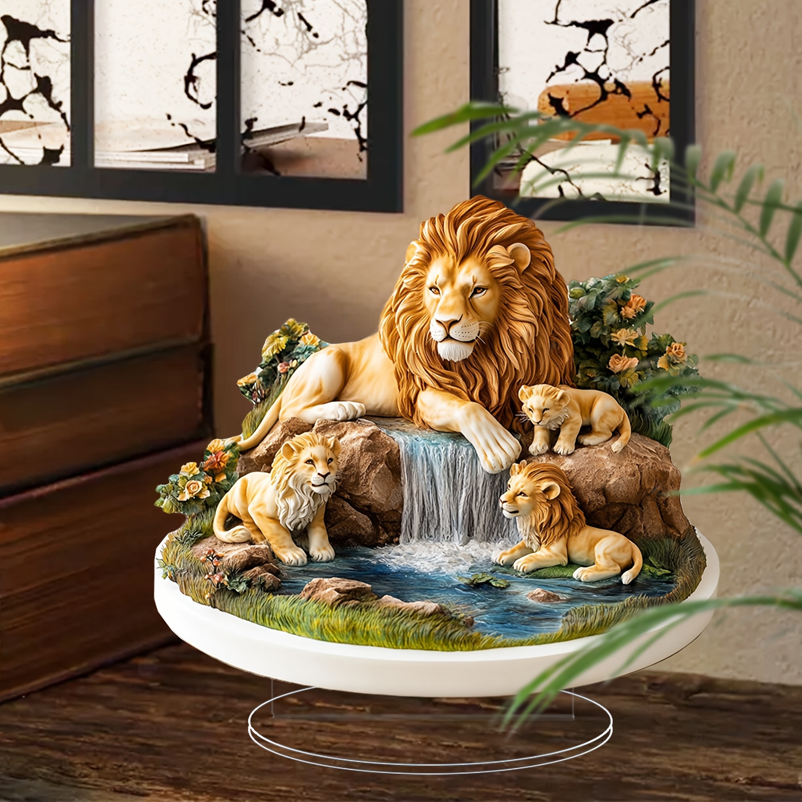 

1 Bohemian-style Acrylic Lion Decoration - , No Power Required, Any Room Type, Ideal For Home & Window Display, Party & Holiday Decor, Gift Idea, Decor