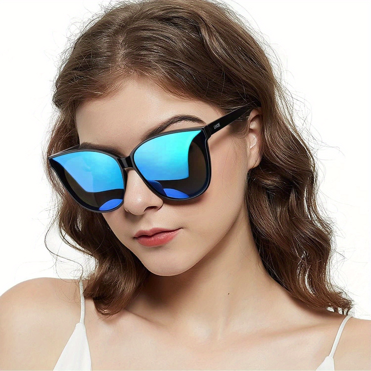 Oversized Cat Eye Sunglasses UV400 Protection 2 Pack Vintage Fashion LVIOE Cat Eyes Sunglasses for Women, Polarized Oversized  main image 4