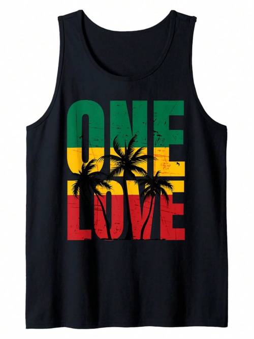 mens graphic tank top black sleeveless beach print vest with colorful stripes palm trees casual loose fit for gym outdoor sports casual attire beach tank top