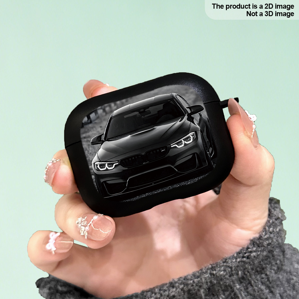 TEMU Cool Car 2d Printed Painted Pattern Black Earphone Case Cover Suitable For Airpods 4/for Airpods 3/for /for Airpods Pro 2/for Airpods Pro