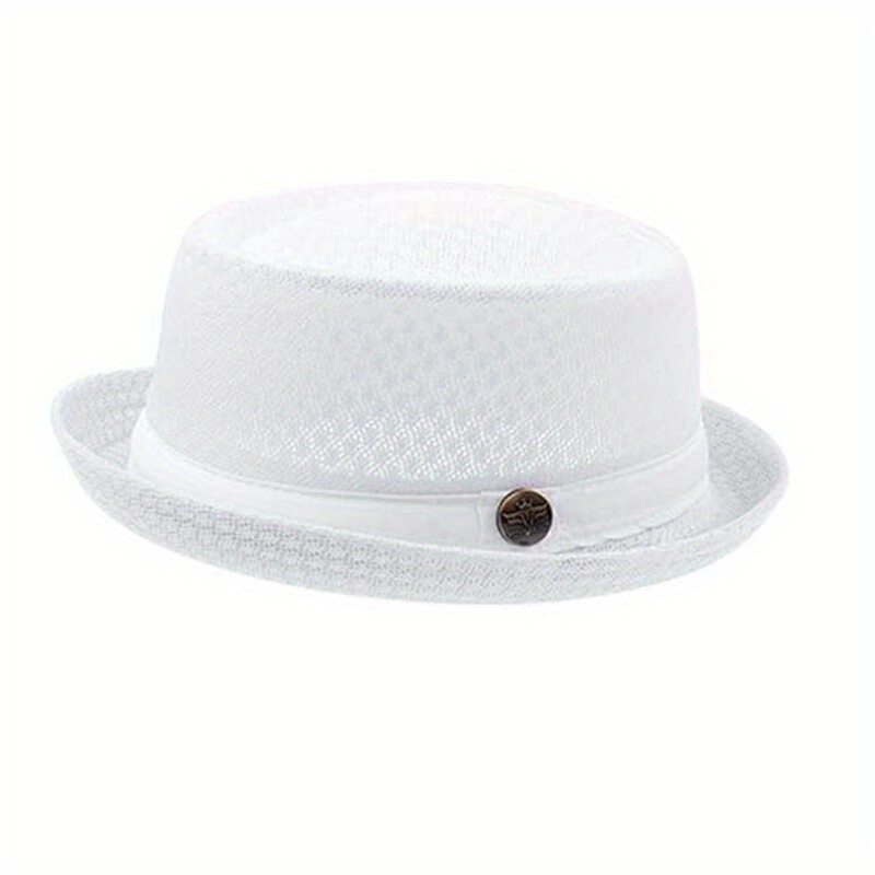 TEMU 1pc Men's Women's Breathable Mesh Fedora Hat Jazz Cap Panama Fedora Hats, Summer Mesh Sun Hat