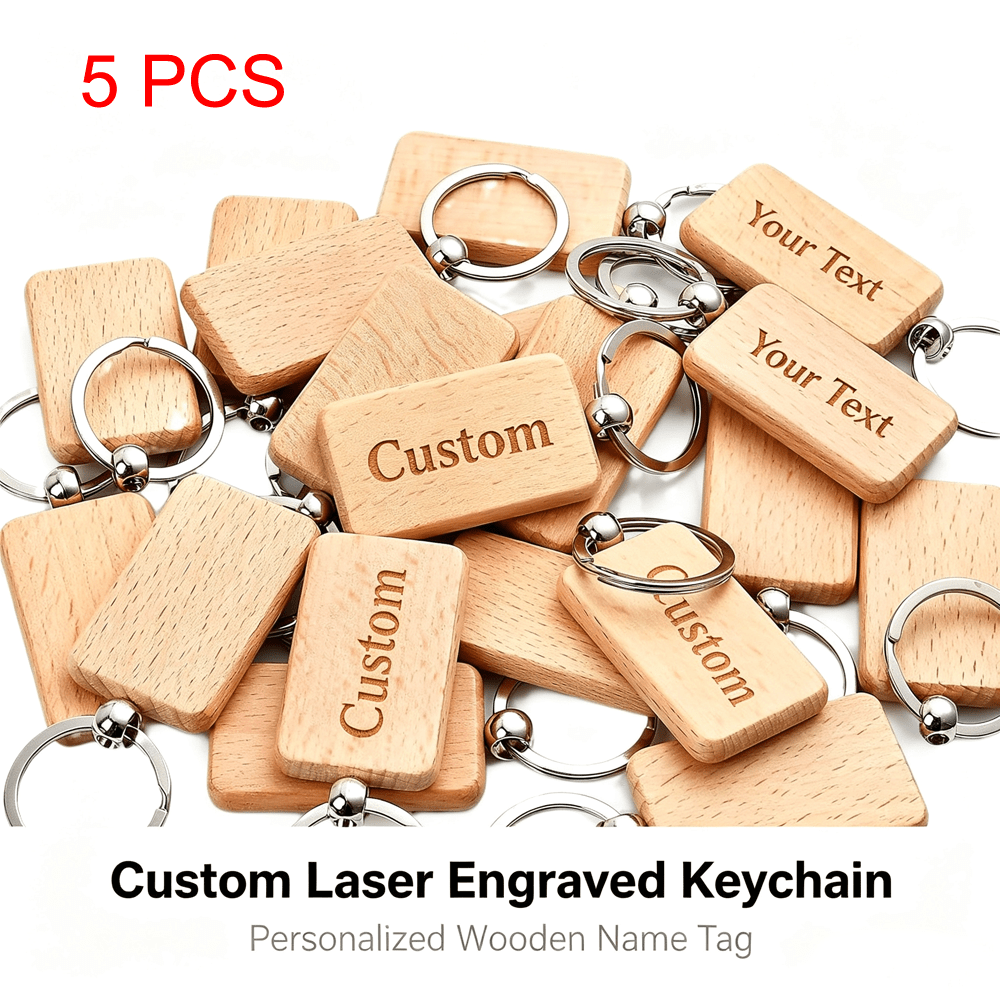 TEMU Custom Laser Engraved Wooden Keychain | Personalized Name Text Wood Keyring, Gift For Graduation Anniversary