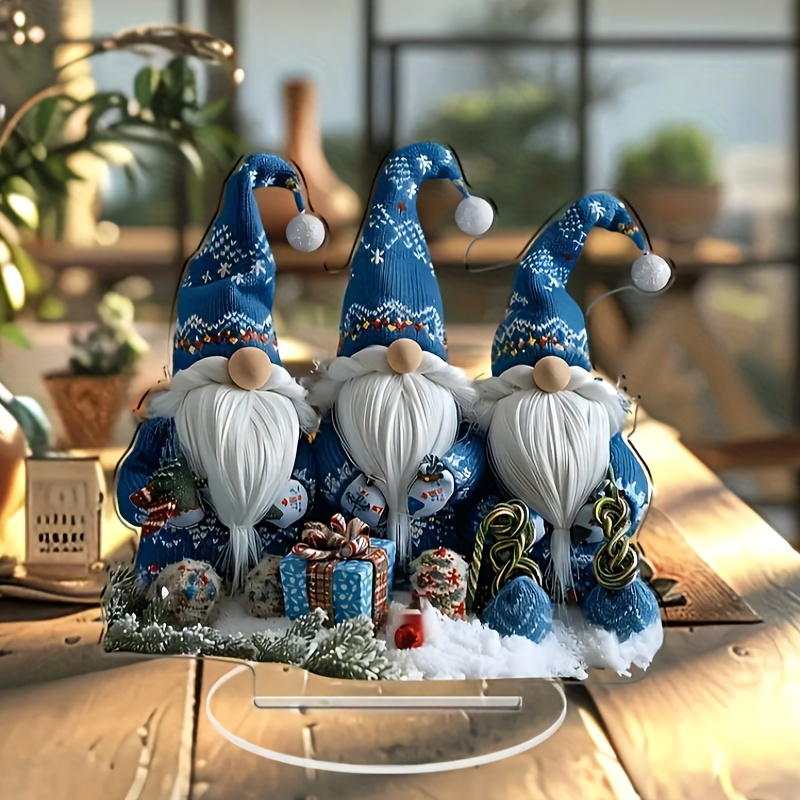 

1pc Cute Blue Christmas Gnomes Ornament Acrylic Table Decoration, Bohemian Style Desktop Art, Home Decoration Living Room Decoration Holiday Decoration, Unique Creative And Gift