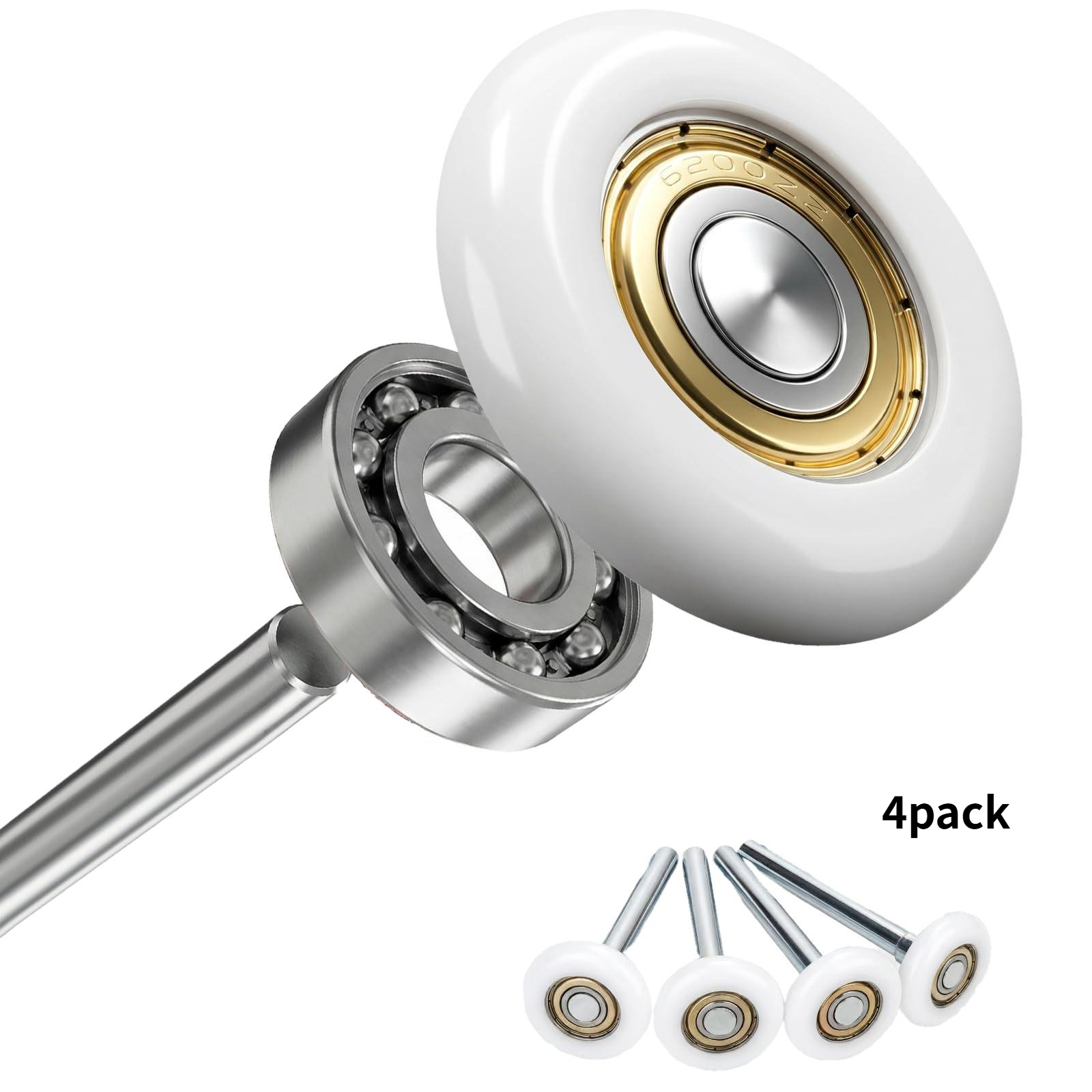 TEMU Garage Door Roller Replacement, 2 Inch Nylon Garage Rollers With 6200-zz Dual Sealed Bearings, Quiet And Smooth Operation, Garage Door Roller