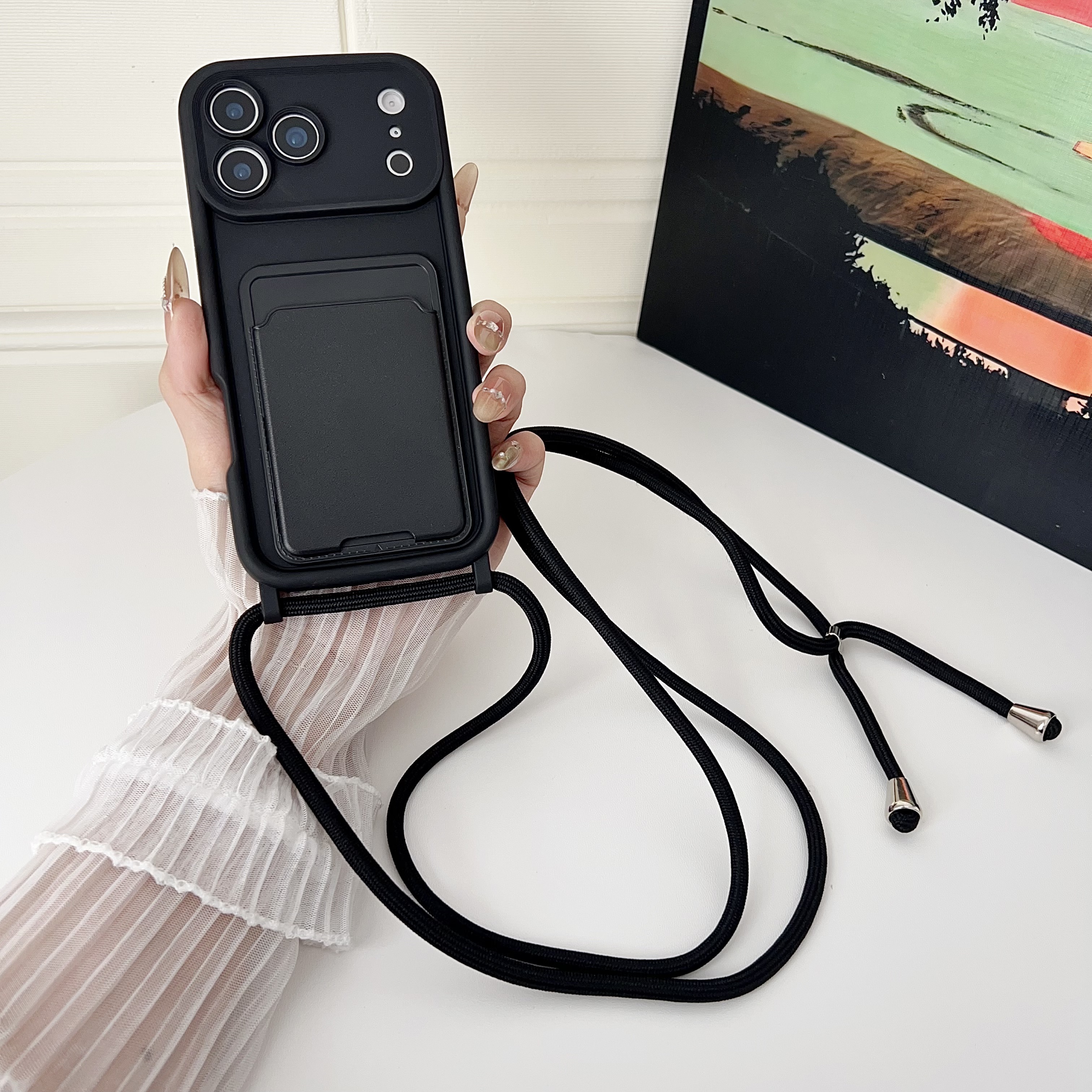 TEMU Phone Case: High-quality Bamboo Lanyard Material   Card Holder Phone Case. Suitable For Iphone 6/7/8/x/xs/xr/xs Max/11/12/13/14/15/16 Pro Max.