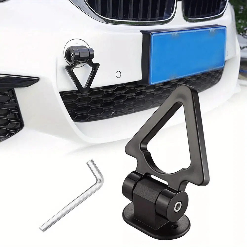 TEMU 1pc, Universal Car& Suv Tow Hook, , Triangle , Durable Pc Material, Auto Accessories, Fits Vehicle Models, External Mudguard Clamp