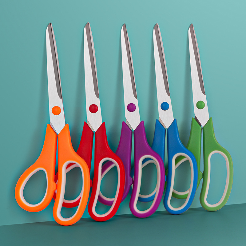 titanium non stick scissors with   and stainless steel   multi color   suitable for diy school and home use durable metal construction no batteries required craft cutting tool vibrant color lining random color