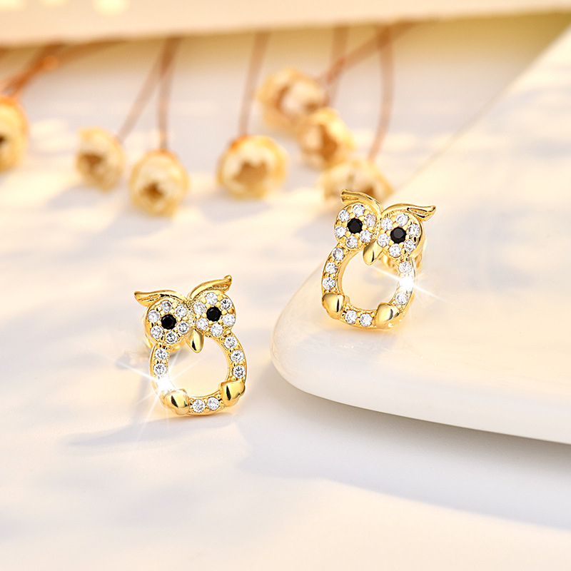 TEMU 2pcs Owl Stud Earrings Jewelry Women's Ear Jewelry Bohemian Elegant Women's Additions Suitable For Holidays Anniversaries Birthdays Halloween