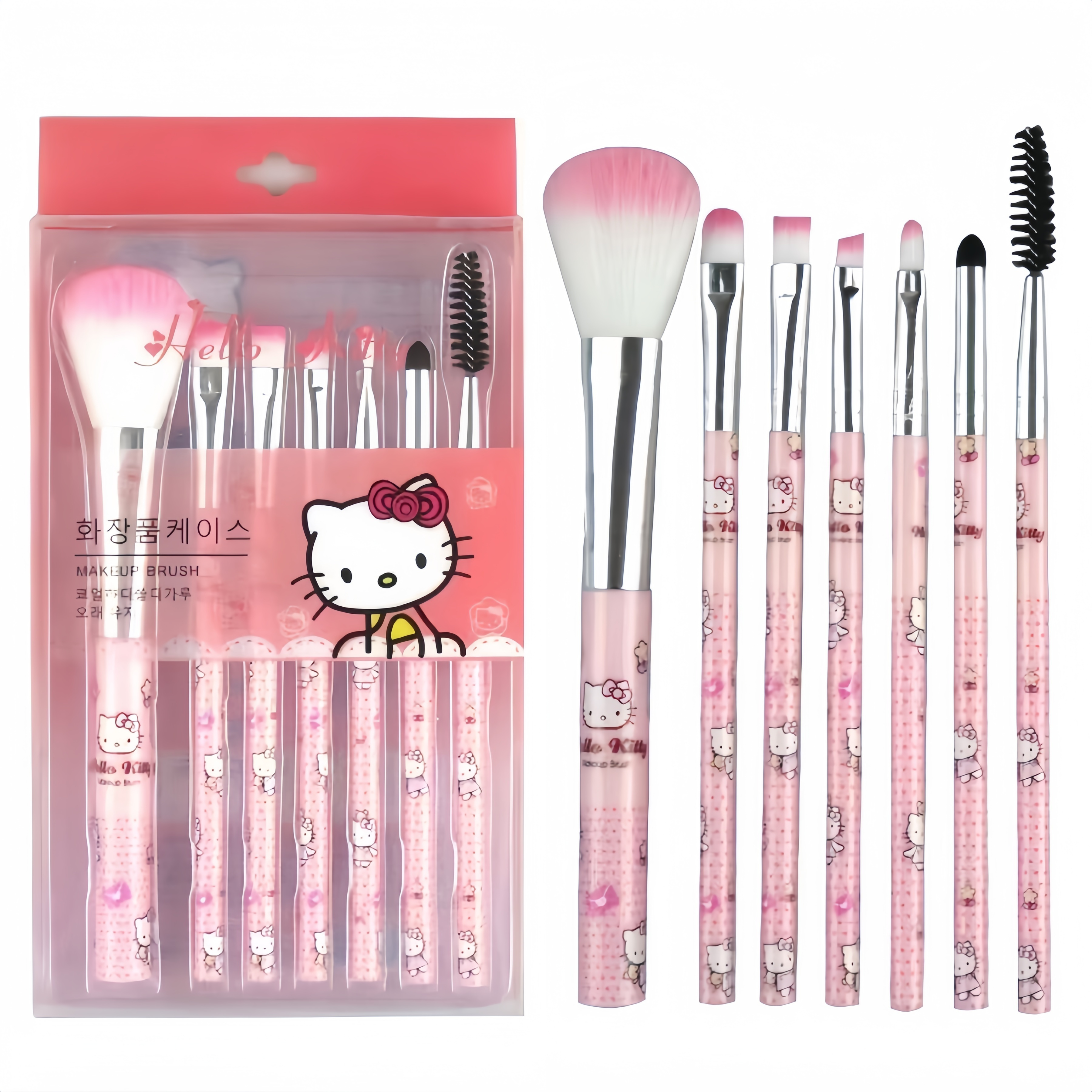 

Sanrio Hello Kitty Authorized Makeup Brush Set, With 7 Cute Cartoon Makeup Brushes, Including Blush Brush, Eyebrow Brush, Lip Brush, And Eye Shadow Brush, Suitable For Daily Use And Festivals.