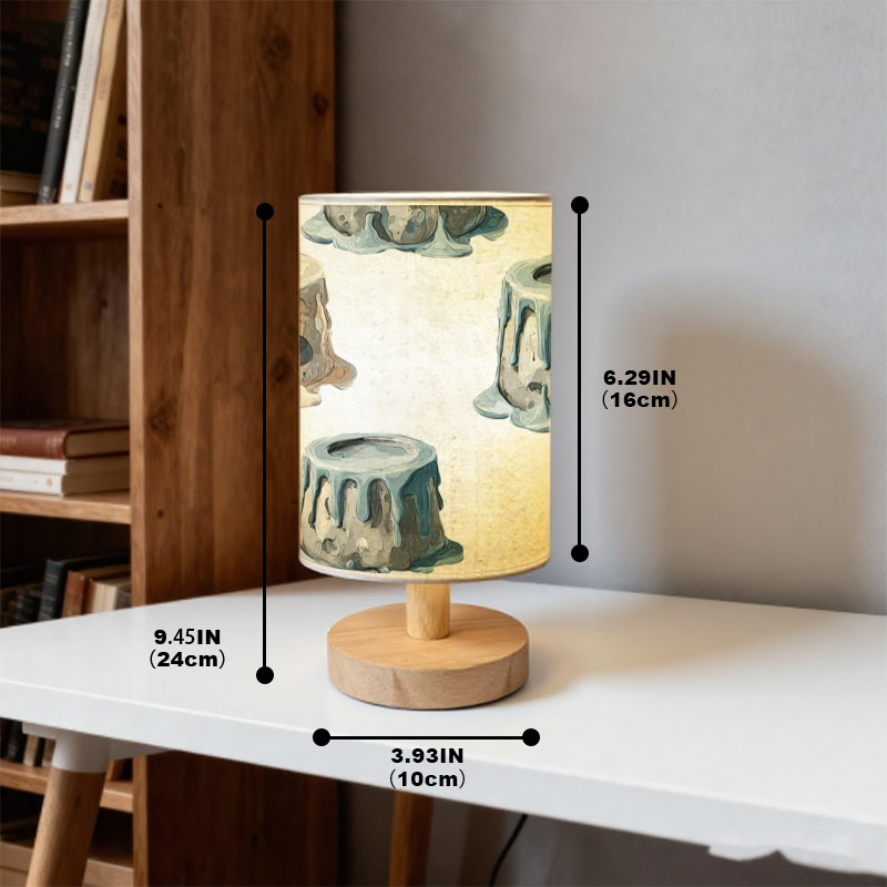 Creative Stump Pattern Table Lamp with Unique Blue Drip Design