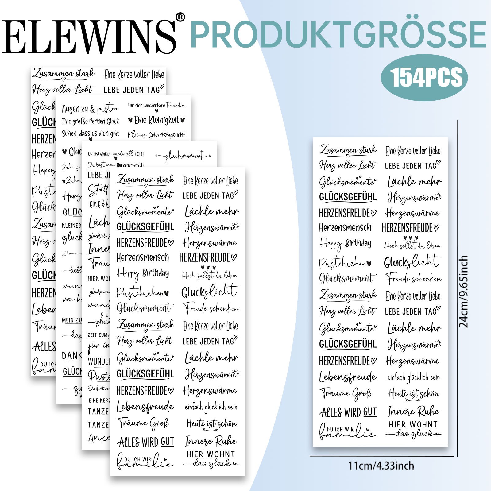 E-shop 154 Stück Deutsche Positives Sprüche UV DTF Transfer für Tassen, Lesezeichen | Kerzen Tattoos, Hochwertig, , Aufbauend, Inspirierend, Geeignet
