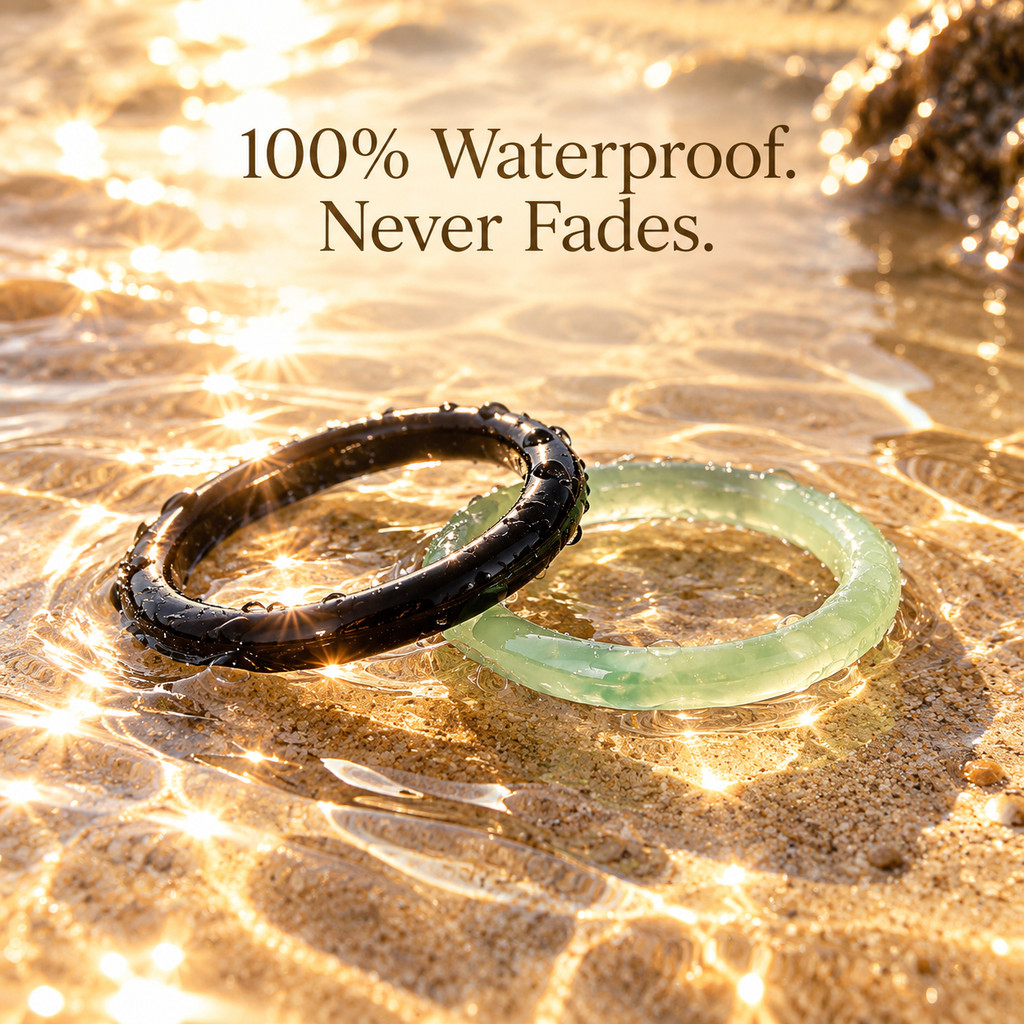 2pc Natural Stone Ring Set with Black & Green Agate