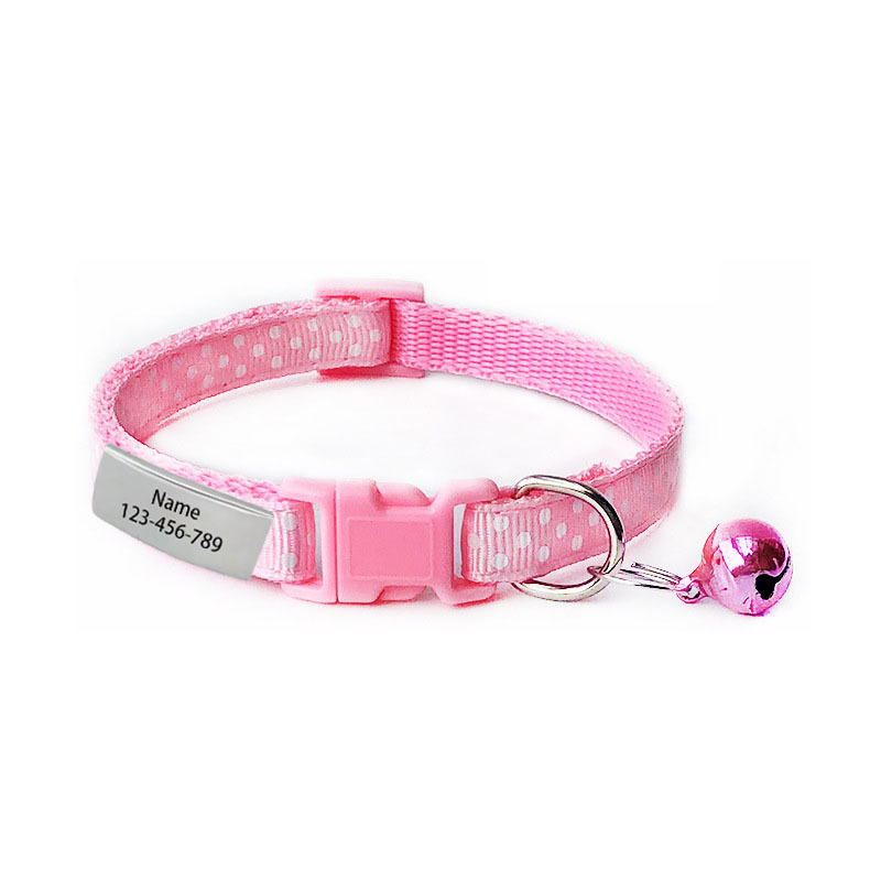 Adjustable Colorful Pet Collar with Bell, Personalized Identity Sign