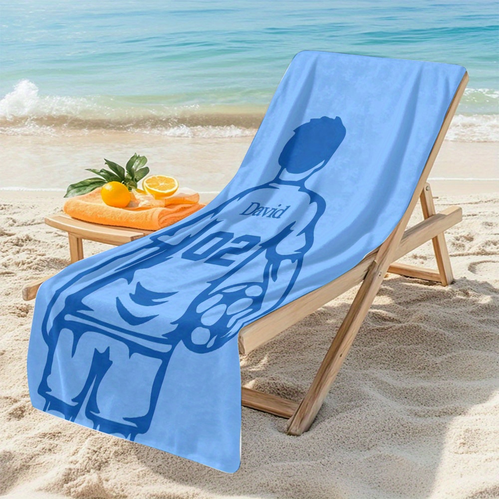 1 kos Personalizirana brisača za plažo, nogometni vzorec, osebna odeja za plažo z imenom, vpojna brisača za plavanje, ki se hitro suši, prim