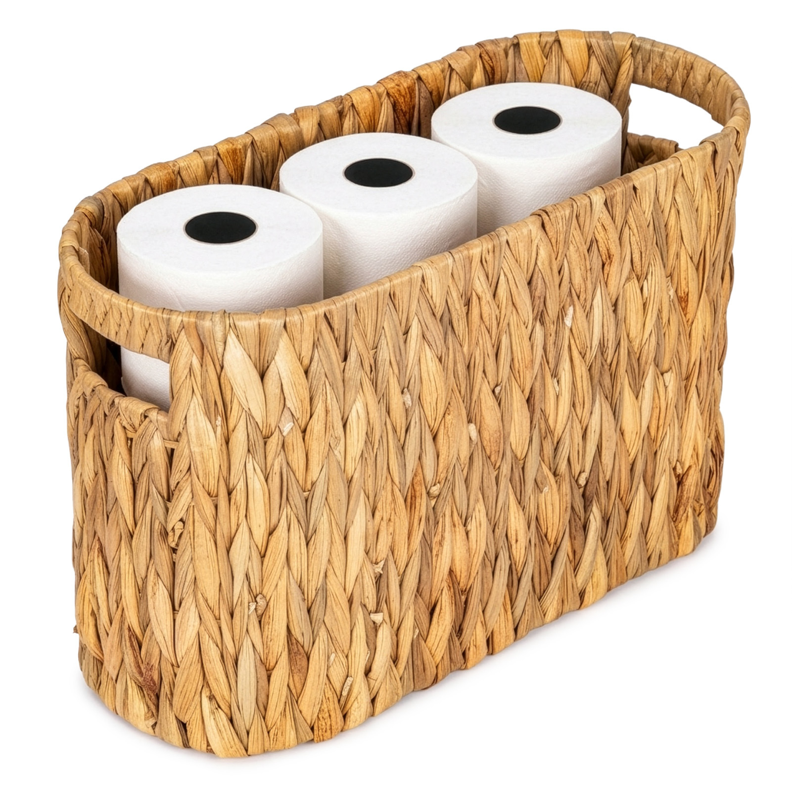 Image of Rattan Toilet Paper Holder Basket – Braided Bathroom Organizer For Toilet Paper Storage, 39×17×24cm