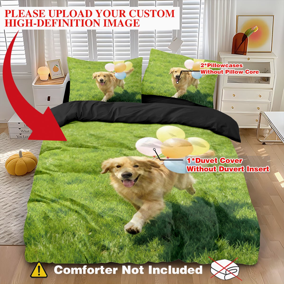 TEMU 3pcs Set (1 Duvet Cover   2 Pillowcases, Without Core) Personalized Custom Pattern Duvet Cover Set, Soft And Comfortable, Suitable For Bedrooms,