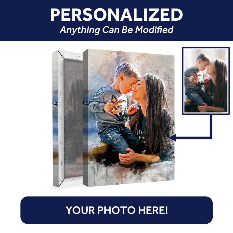 TEMU 2d Flat, Personalized Custom Framed Canvas Painting - Portrait Suitable For Mom, Retro/contemporary/art Deco Vertical Wall Decor, Frame For,, /