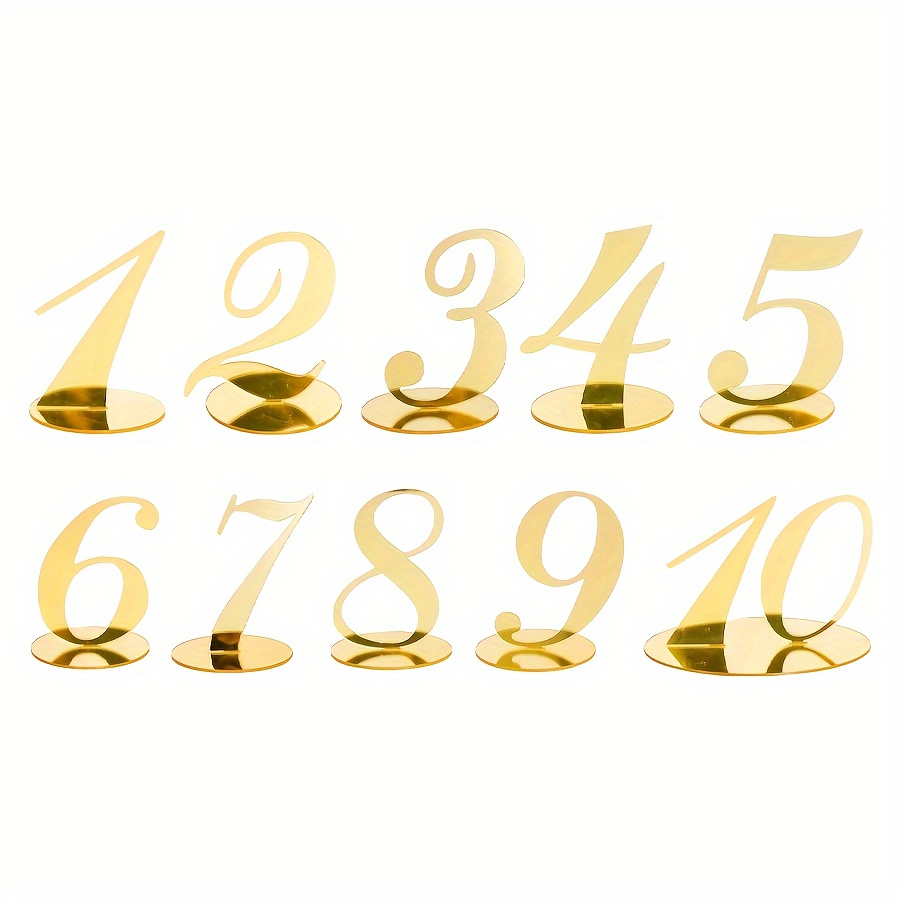 E-shop Elegante goldene Tischnummern 1 mit Ständern: Hochzeitsbankette, Feiern, Brautpartys, Geburtstagsfeiern und mehr!