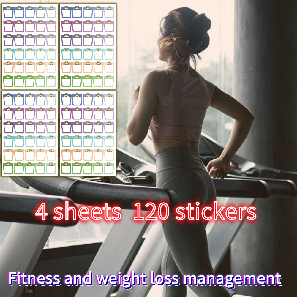 E-shop 4 Bögen - 120 Aufkleber, Fitness Gewichtsverlust Zielverfolgungsaufkleber, BMI-Tracking-Aufkleber, Planer-Ergänzungen, Tägliches ,