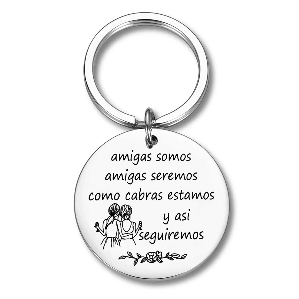 TEMU 1 llavero de acero inoxidable con la grabada en español " Seremos Y Asi Seguiremos", duradero, de metal, para mujeres, decoración de mejores ,
