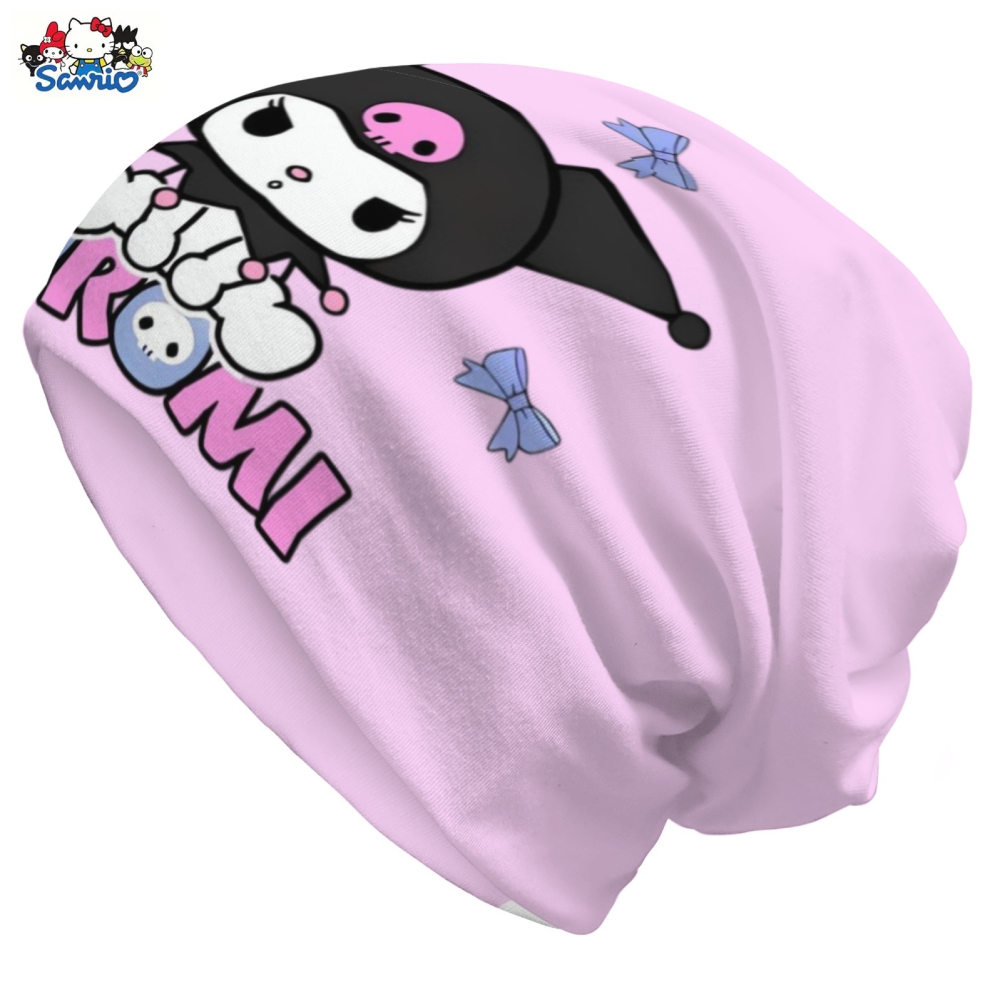 1 Beanie With Print, Adjustable Rolled Cuff, Soft, Lightweight, Elastic, Warm, Slouchy, Loose-fitting, Fashionable Street Style. For Lovers, , . , Kuromi, My Melody, , Cinnamoroll, Hello Kitty