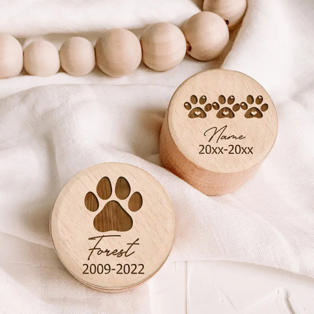 Customized Paw Print Pet Memorial Box for Keepsakes