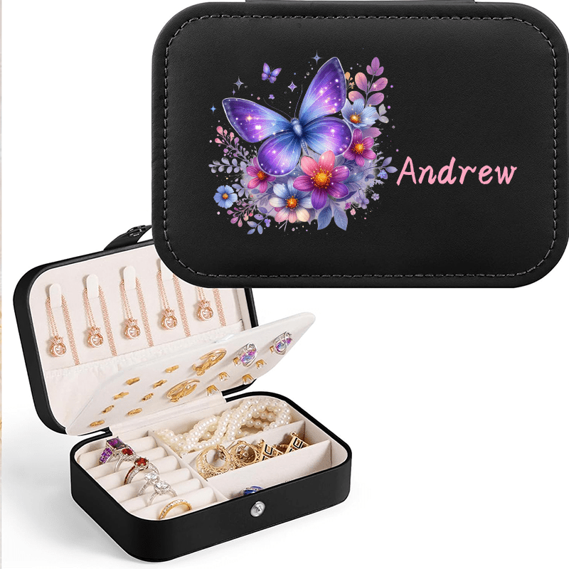 Personalized Sparkle Glitter Butterfly Jewelry Storage Box