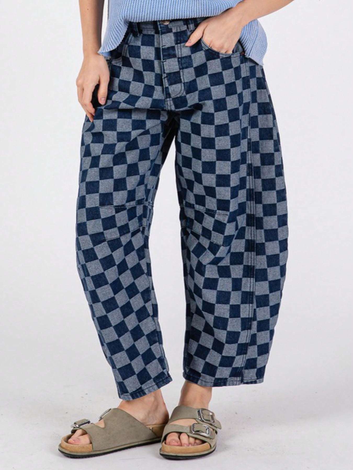 【NONCODE】Zero Checkerboard Denim Pants checkered jeans sold on Temu United States