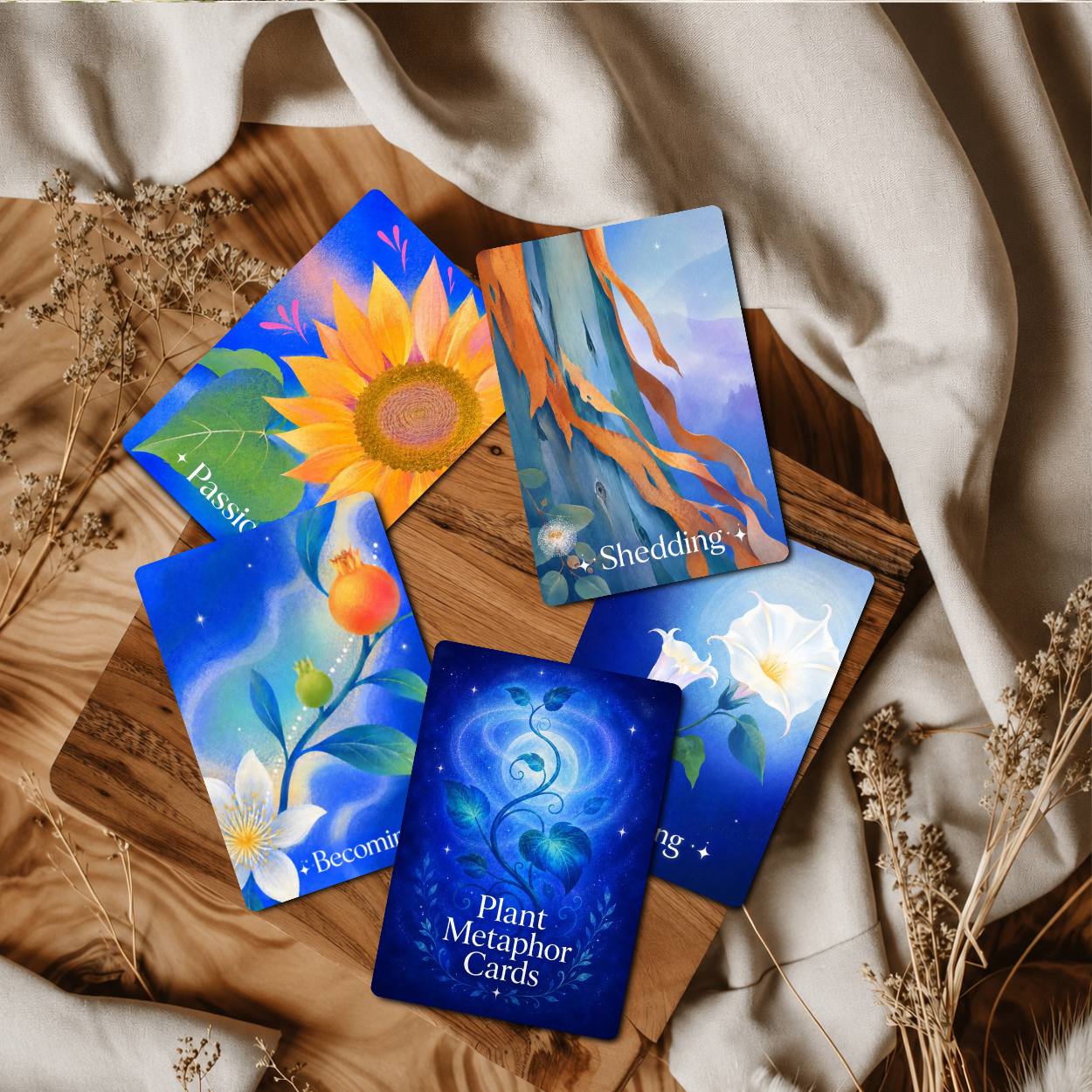 TEMU Plant Cards, 25pcs English Version Cards, Botanical Symbols, And Emotional Awareness For Inner Wisdom, Daily Reflection, Journaling And Creative
