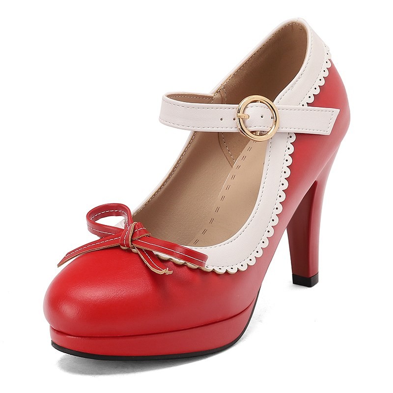 Image of Women Round Toe Block Heels | Bowknot High Heel Shoes | 10cm Chunky Heel Pumps | Office Wear | Occasion | Elegant Date Night Outfit, Women Shoes