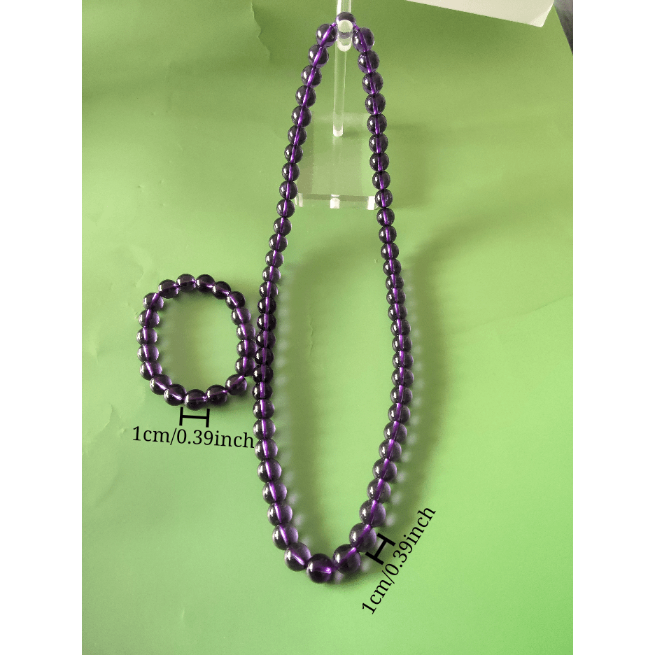 Purple Water Soft Necklace and Firm Bracelet Set with 10mm Beads