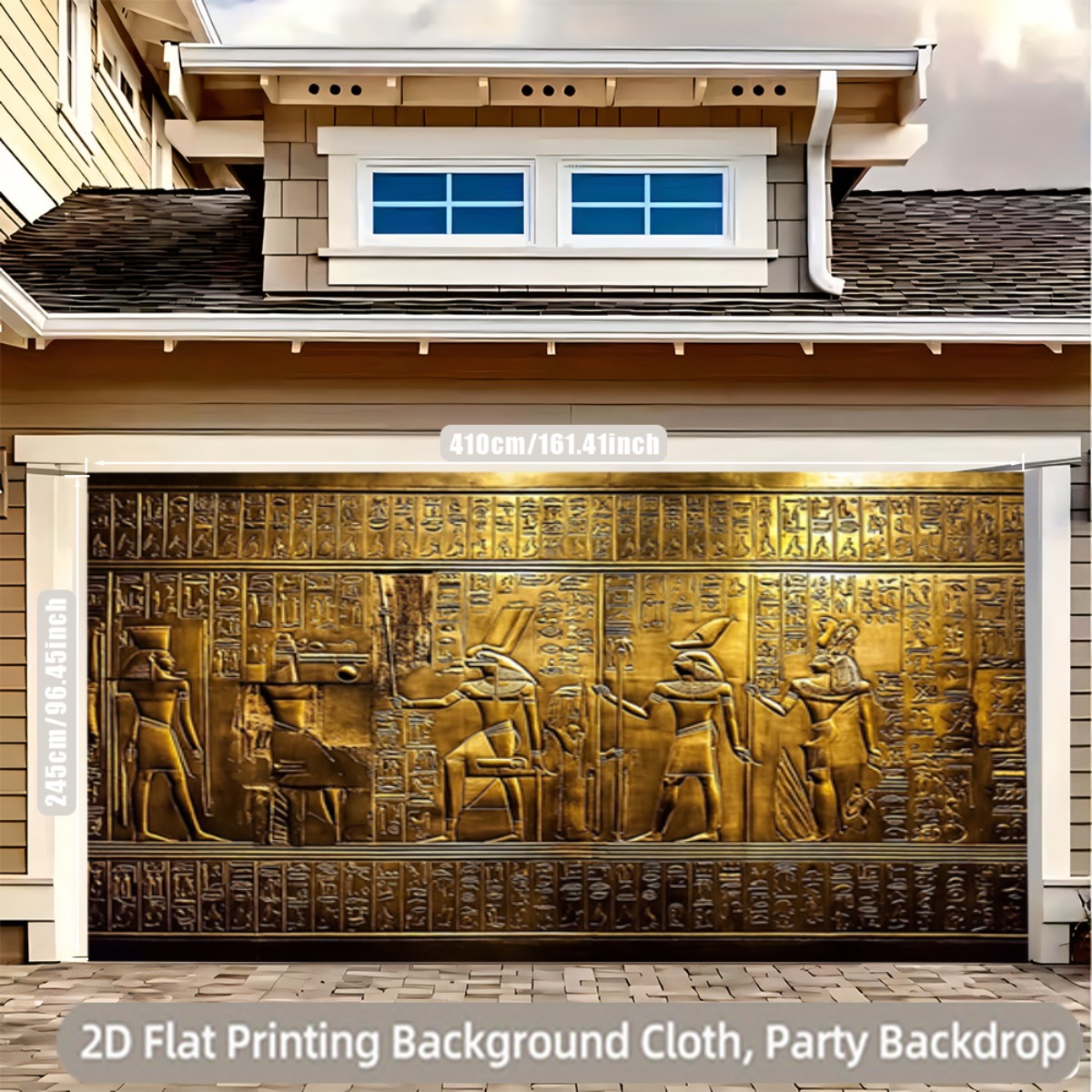 TEMU 2d Flat, 1pc Ancient Egyptian Golden Relief Backdrop With Hieroglyphics & Royal Pharaoh Figures - Egyptian-themed Decor Suitable For Weddings,
