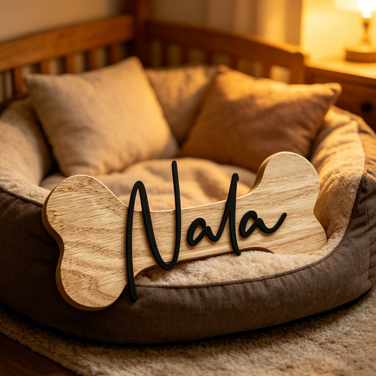 Custom Name/Text Dog Bone-Shaped Double-Layer Nameplate Board