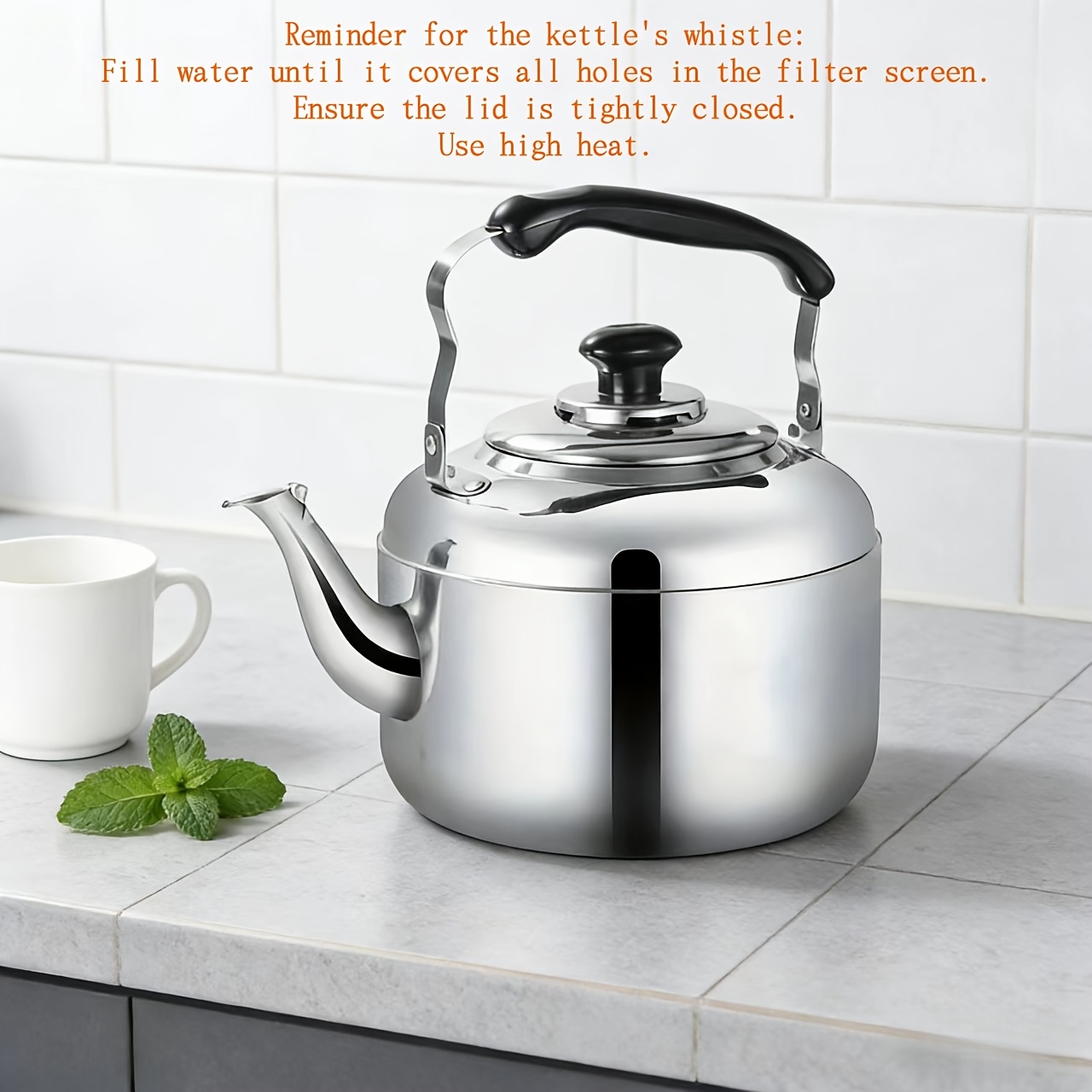 TEMU Large Capacity 10.5l Stainless Steel Kettle, Suitable For Induction Cookers And Open Flames, Fast Heating And Durable, For Home And Restaurant