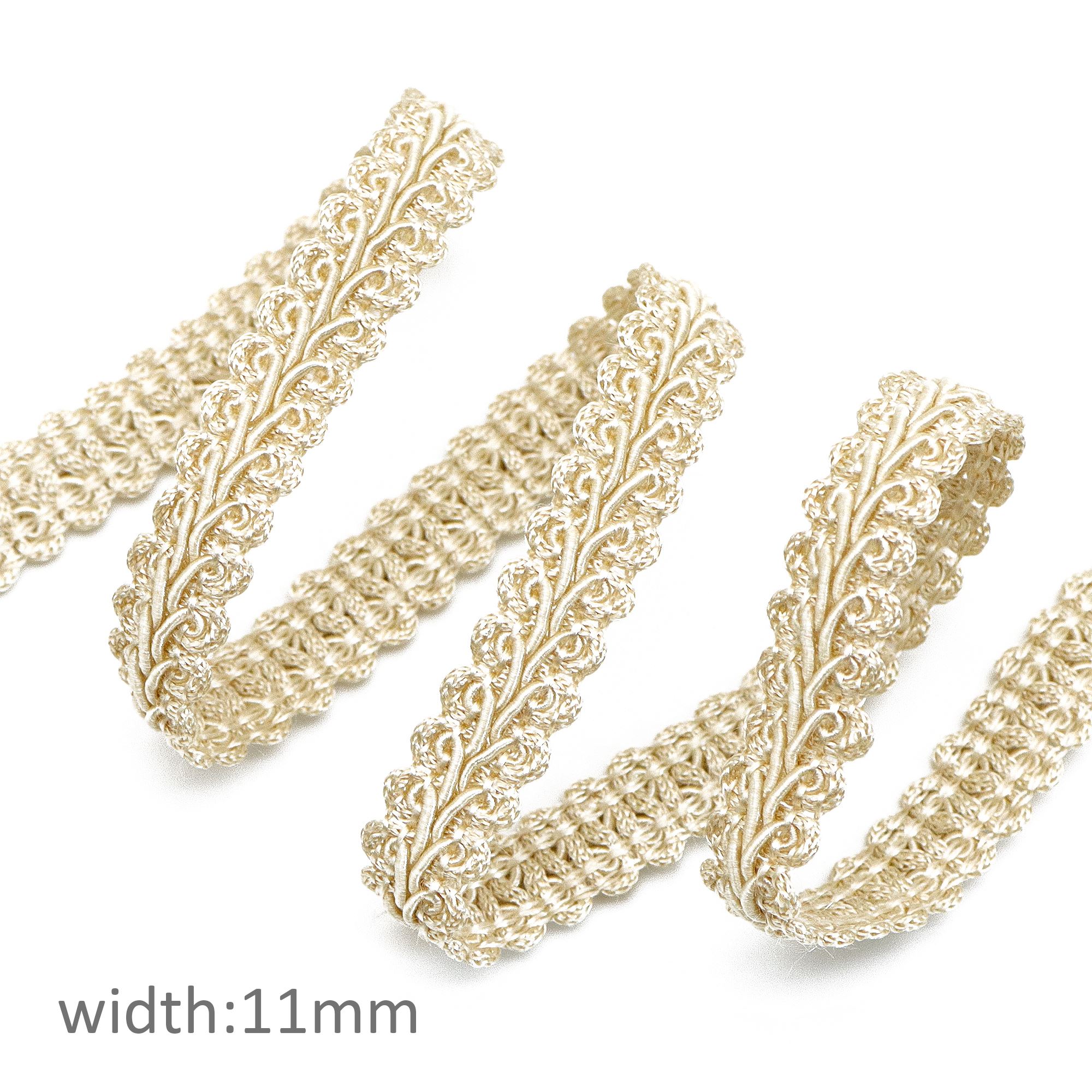 E-shop 5M 11Mm Breite Flechtband Polyester Gewebte Stickerei Fransen Stoffband Schleife Kantenband zum Nähen Basteln Kostüm Schmuck Herstellung