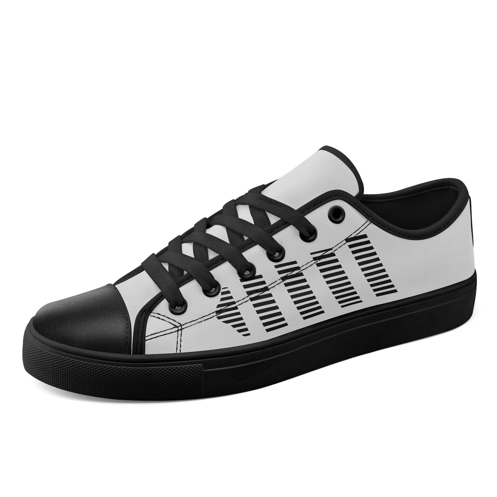 Men's Light Grey/Black Low-Top Sneakers with Cushioned Sole
