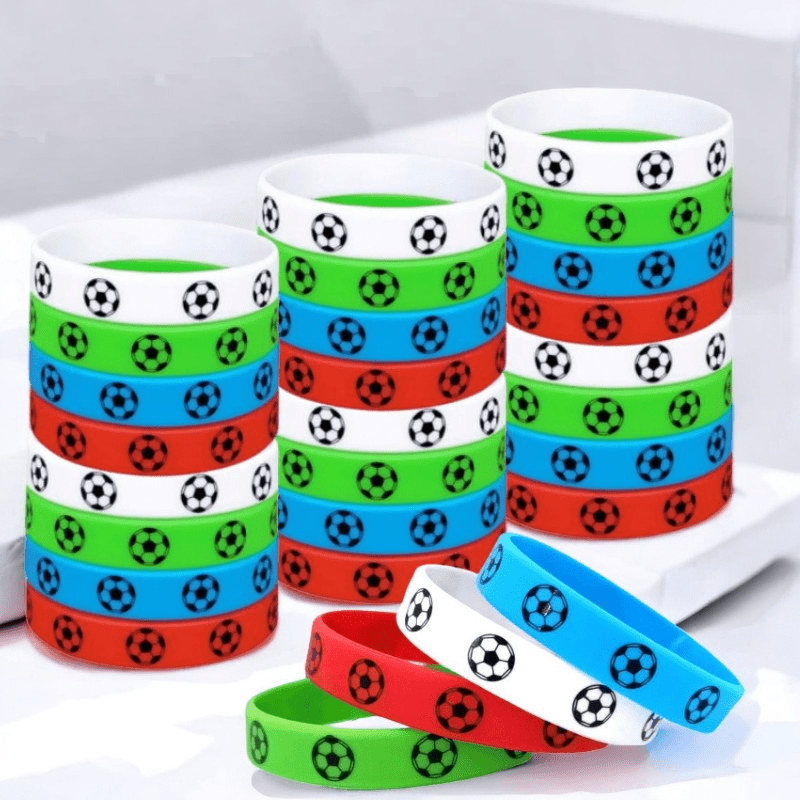 E-shop Geschenk für Sie/Ihn 24er-Pack Fußball- & Mannschafts-Armbänder – Motivierende Stretch-Armbänder geeignet für Sportpartys, Mannschaftsgeschenke,