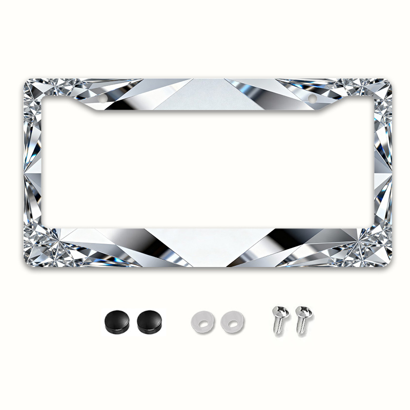 TEMU For Decoration 1pc Metal License Plate Frame, Shining Design, Suitable For Us And Most International Vehicles, Including Mounting Screws, Car