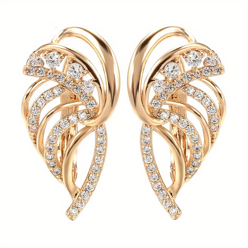 Image of Exquisite Zirconia Flower Hoop Earrings Luxury Earrings For Women Banquet Elegant Jewelry