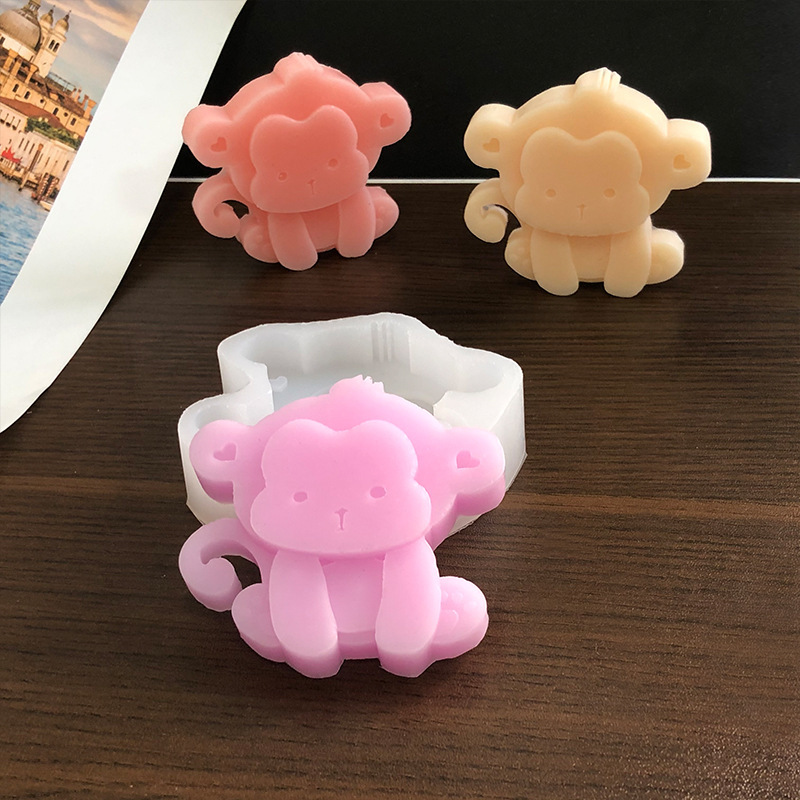 

3d Silicone Monkey Mold For Diy Aromatherapy Candle, Cartoon Animal Plaster Casting, Resin Crafting, Flexible Rubber Mould For Home Decor