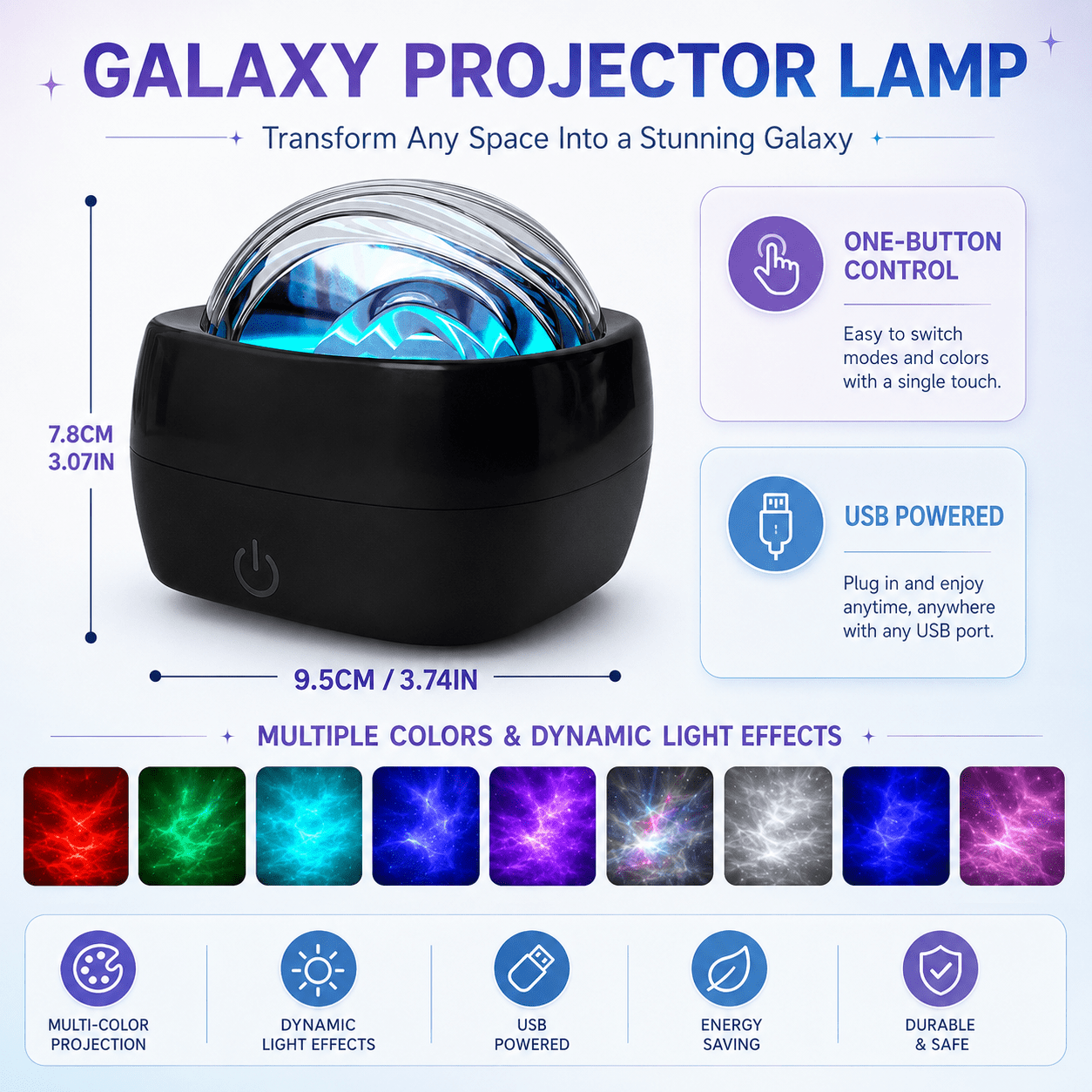 2pcs Aurora Galaxy Projector Light with Water Ripple Effect