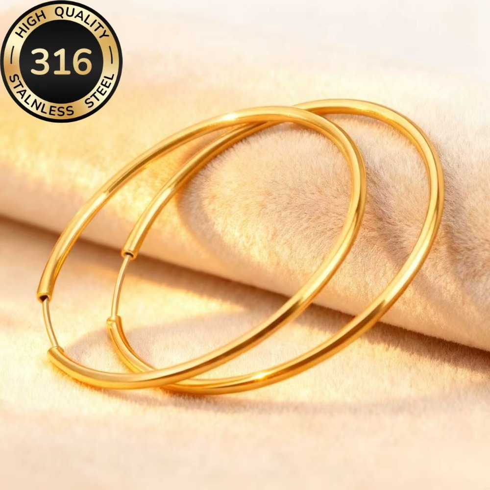E-shop 1 Paar Hypoallergene 316 Edelstahl Große Ohrringe für Damen, 18K Vergoldenet, , Minimalistisch Elegante Schmuckstücke für & Party, Geschenk für