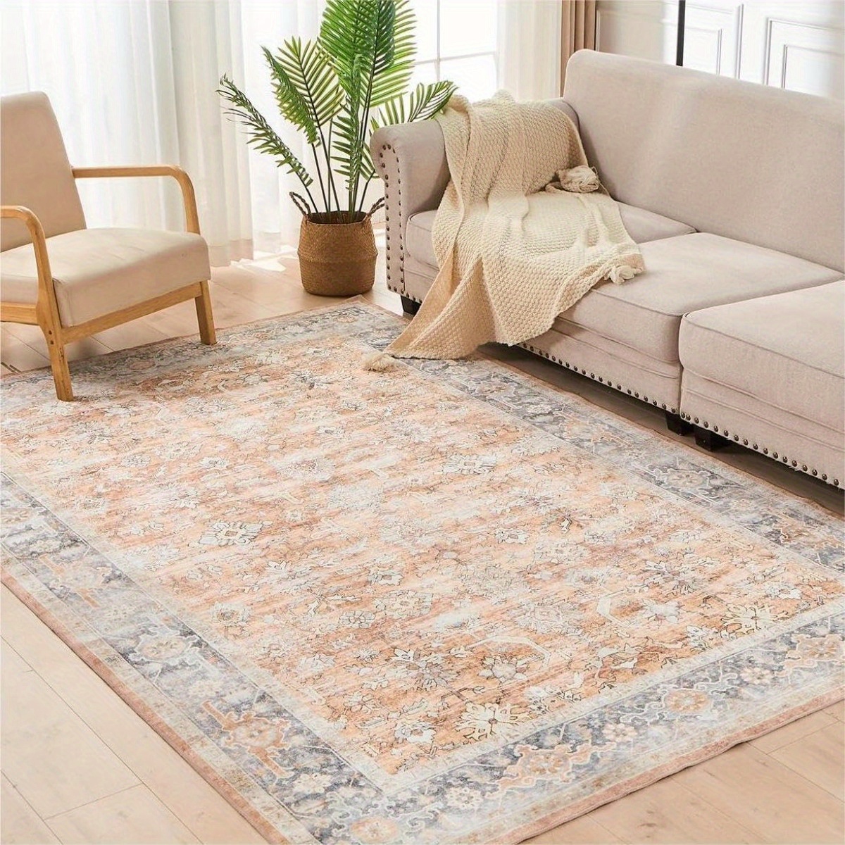 Contemporary Area Rugs Living Room Machine Washable Soft