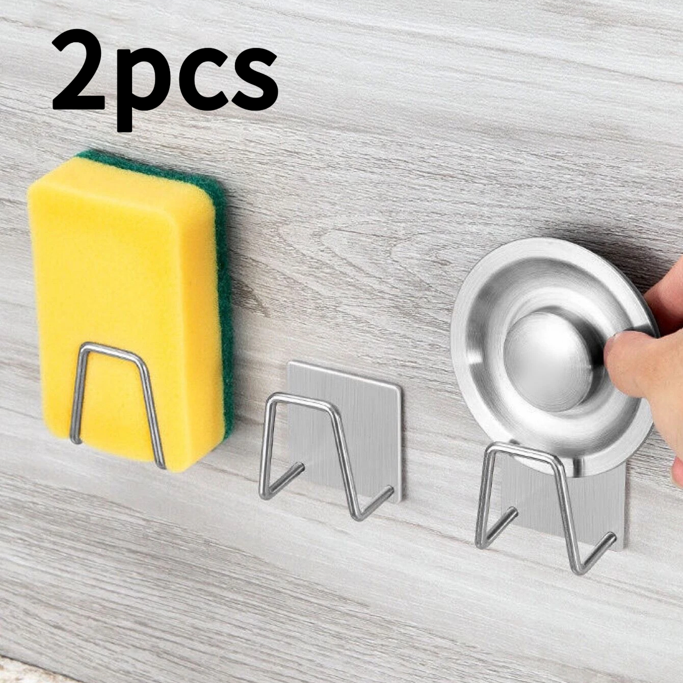 TEMU 2pcs Support Éponge Évier en Acier Inoxydable | Auto-Adhésif, Pas de Perçage , Installation à Ventouse Anti-Rouille, Support de Rangement de
