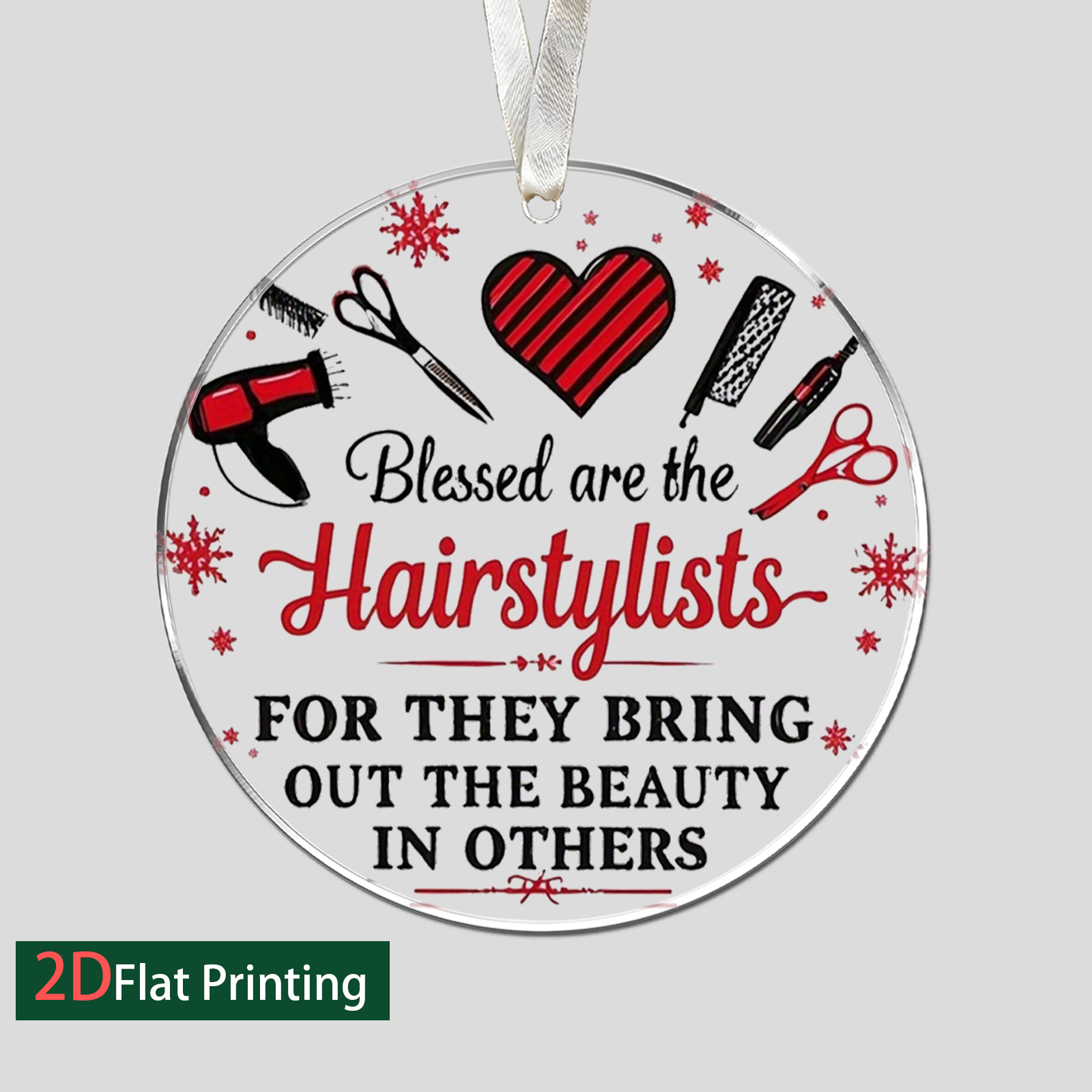 TEMU Plat 2D, 1 pièce Ornement Suspendu en Acrylique sur le Thème du Coiffeur - Décoration de Coiffure Adaptée pour Sapin de Noël & Décoration Murale