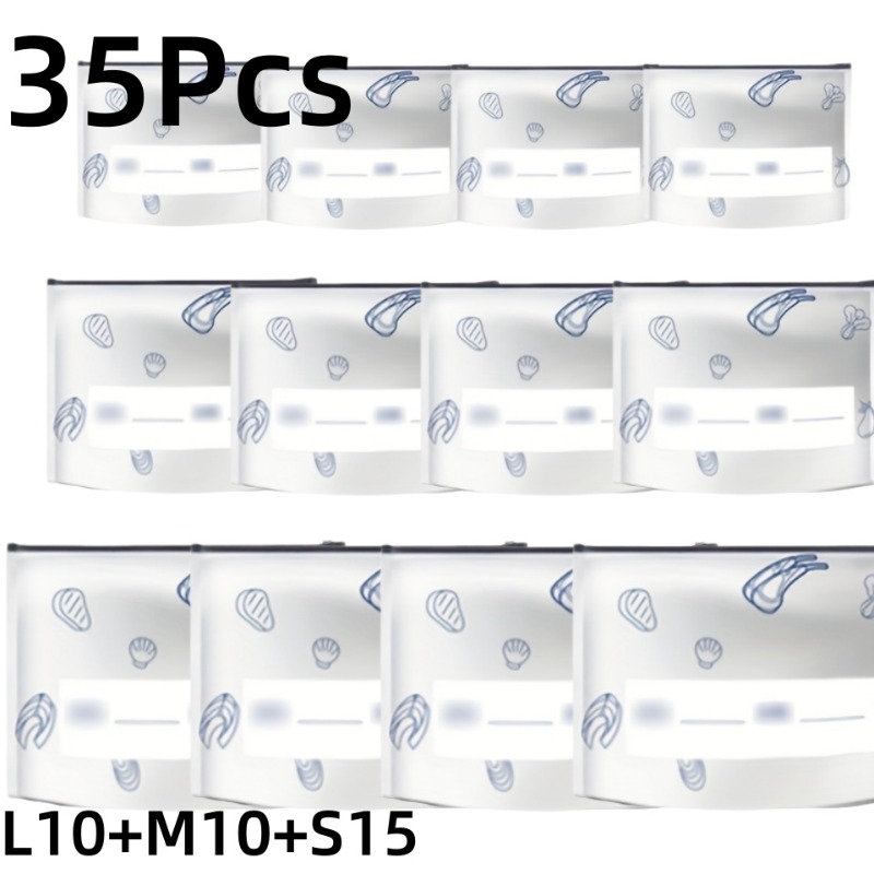 TEMU 35pcs Reusable Aluminum Foil Seal Bags, 3 Sizes Heavy-duty Freezer Safe Bags, Leak And Moisture Proof Storage Pouches For Fruits, Veggies, Meat