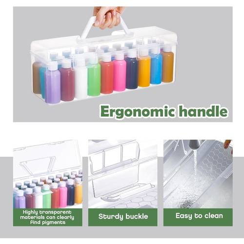 1pc acrylic paint storage box acrylic paints portable craft art organizer with handle s capacity plastic art supply clear boxes