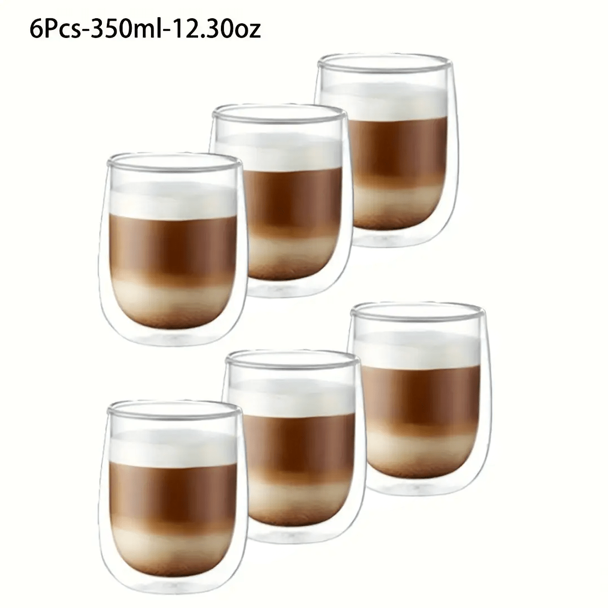 E-shop - 350ml Doppelwandiger Kaffeebecher aus Glas | Isoliert und Hitzebeständig, Klare Trinkgläser, Geeignet für Zuhause & Büro, Geschenkset für