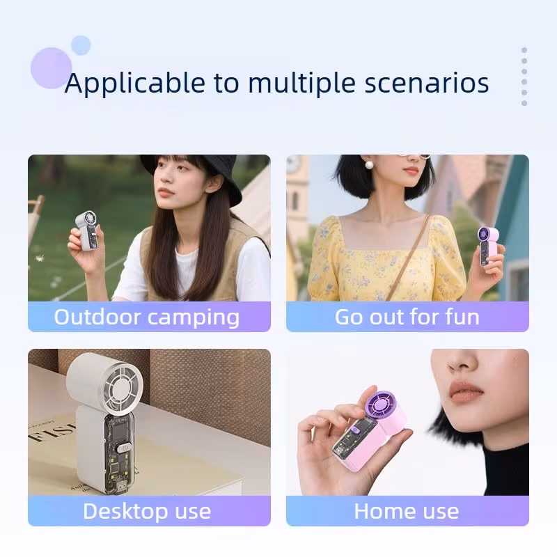 ventilador de mini, ventilador pequeño portátil velocidad con flujo de aire usb, silencioso con pantalla digital, recargable - carga usb, batería de larga duración, diseño elegante, uso personal, ventilador portátil, accesorio de moda, material 7