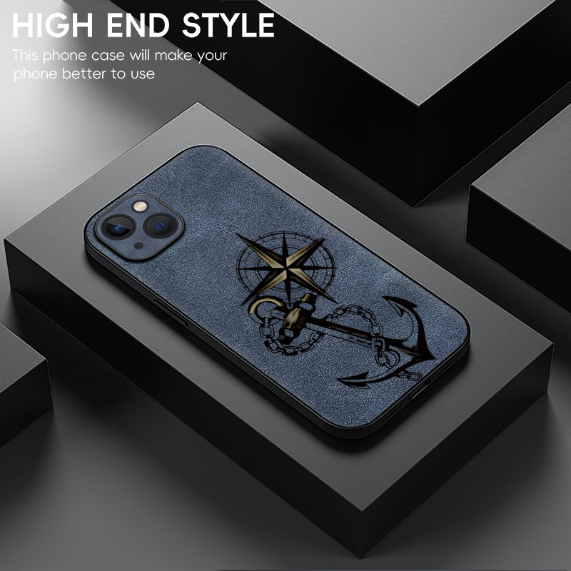 TEMU Phone Case: Guide Ship Anchor Pattern Phone Case, Made Of Luxurious Synthetic Leather With High Quality, Shock Resistant And Slip Resistant,